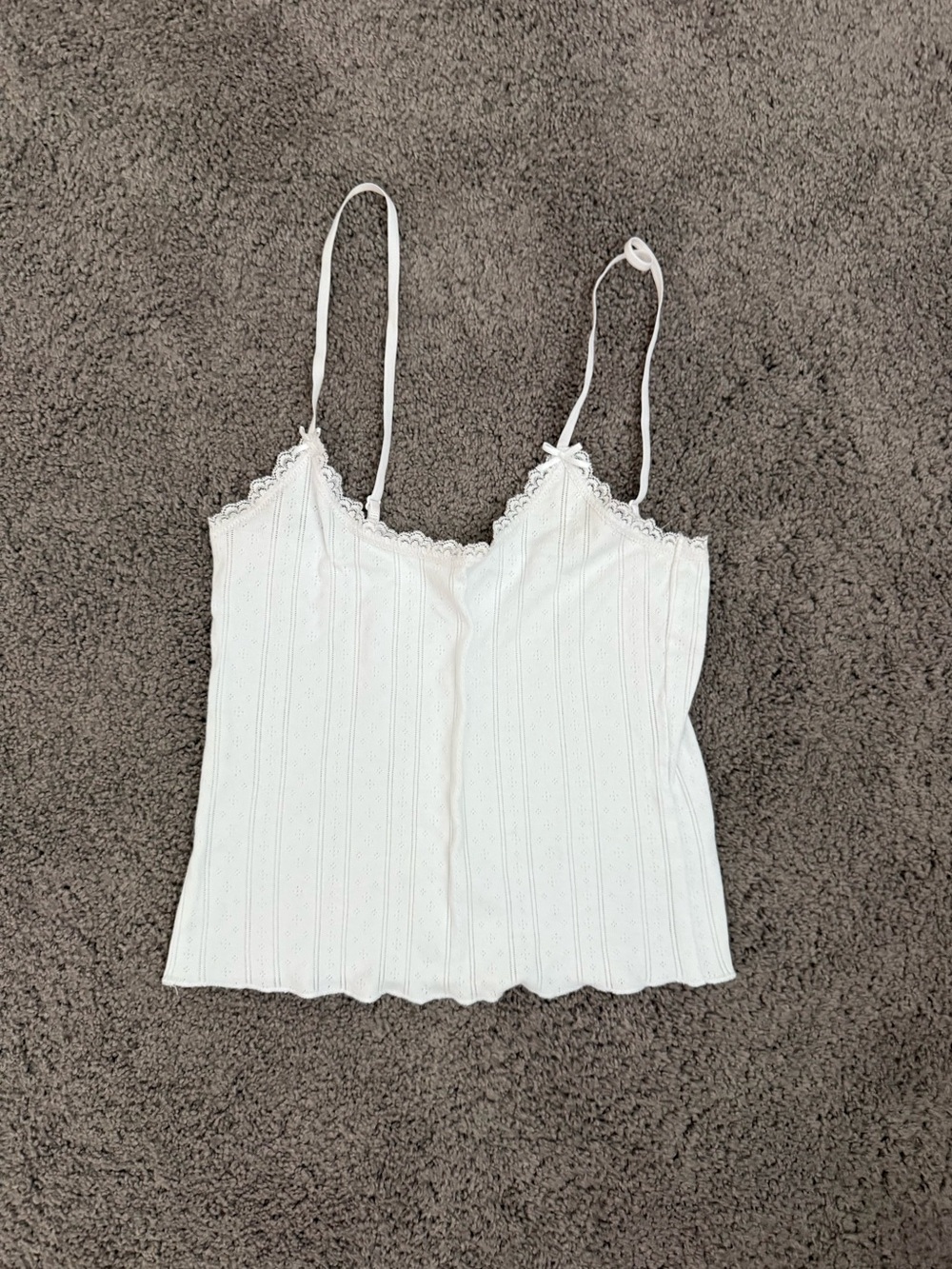 Zara size small White Lace-Trim Ribbed Cami Top - Women's